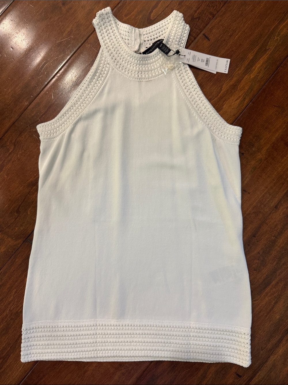 NWT White House Black Market Sleeveless Crochet-Trim White Tank Top